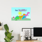 Dinosaurier Familie sagt Rawr! Poster (Heimbüro)