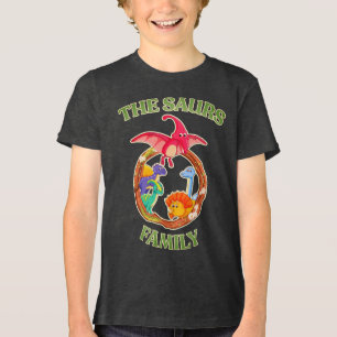 Dinosaurier-Familien-Shirt für Jungen und Mädchen Tri-Blend Shirt