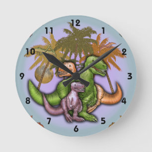 Dinosaurier-Familien-Uhr Runde Wanduhr