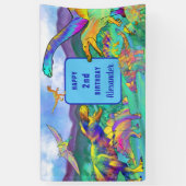 Dinosaurier farbig 2. Geburtstag Personalisiert Banner (Vertikal)