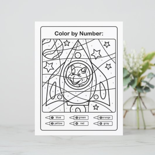 Dinosaurier Farbseite nach Anzahl - Dino Astronaut (Stehend Vorderseite)