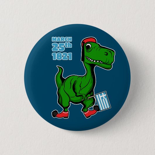 Dinosaurier feiert die griechische Unabhängigkeit Button (Vorderseite)
