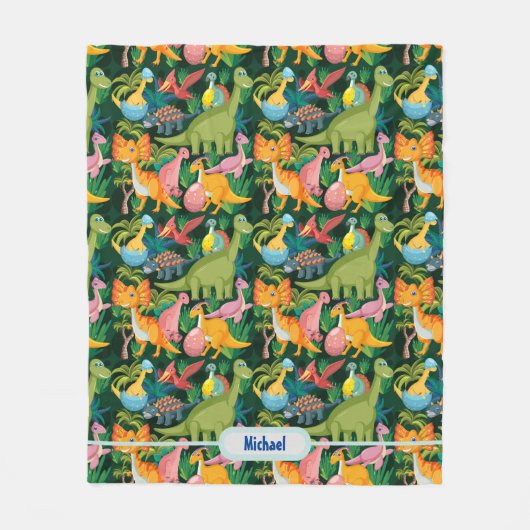 Dinosaurier-Fleece personalisieren Boy's Name Blan Fleecedecke (Vorderseite)