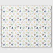 Dinosaurier Footprints Blue Green Yellow Boy Birth Geschenkpapier (Flach)