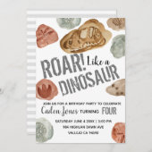 Dinosaurier Fossilien Geburtstagsfeier Einladung (Vorne/Hinten)