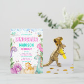 Dinosaurier Foto Einladung (Stehend Vorderseite)