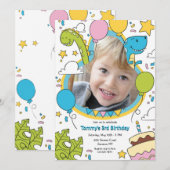 Dinosaurier Foto Geburtstagsparty Einladung (Vorne/Hinten)