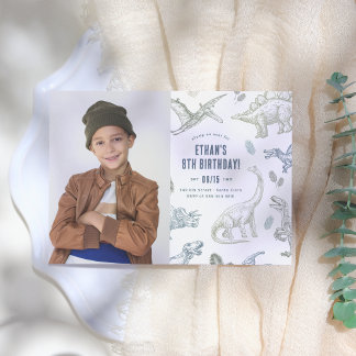 Dinosaurier Foto Geburtstagsparty Einladung