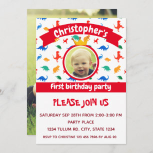 Dinosaurier Foto Party Red Einladung