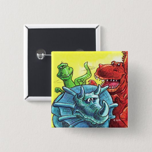 Dinosaurier-Freunde Button (Vorne & Hinten)