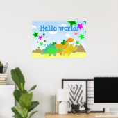 Dinosaurier Friends Hello World Poster (Heimbüro)