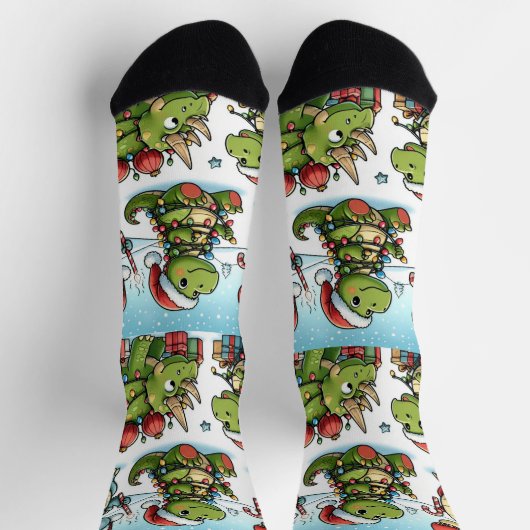 Dinosaurier für Weihnachtssocken für Crews Socken (Oben)