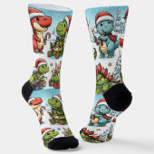 Dinosaurier für Weihnachtssocken für Crews Socken (Gewinkelt)