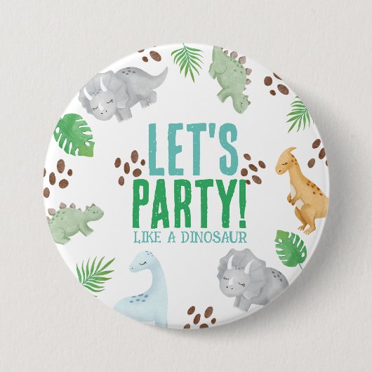 Dinosaurier Gastgeschenk Party Button (Vorderseite)