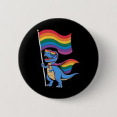 Dinosaurier Gay Pride LGBT Rainbow Flag Button (Vorderseite)