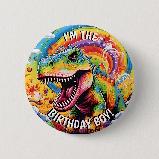 Dinosaurier Geburtstag bunt niedlich Button (Vorderseite)