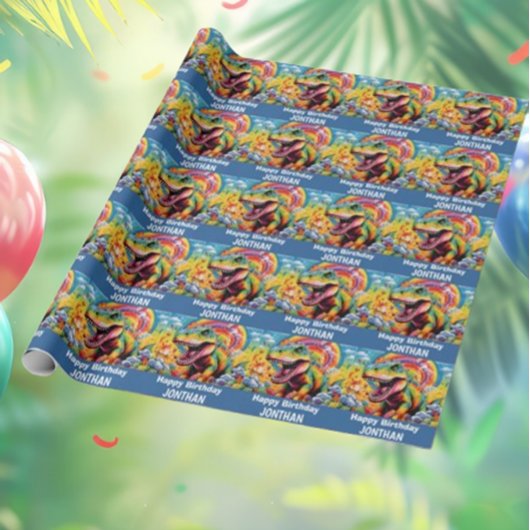 Dinosaurier Geburtstag bunt niedlich Geschenkpapier
