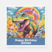 Dinosaurier Geburtstag bunt niedlich Serviette (Vorderseite)