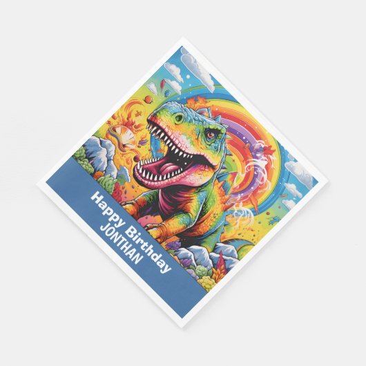 Dinosaurier Geburtstag bunt niedlich Serviette (Ecke)