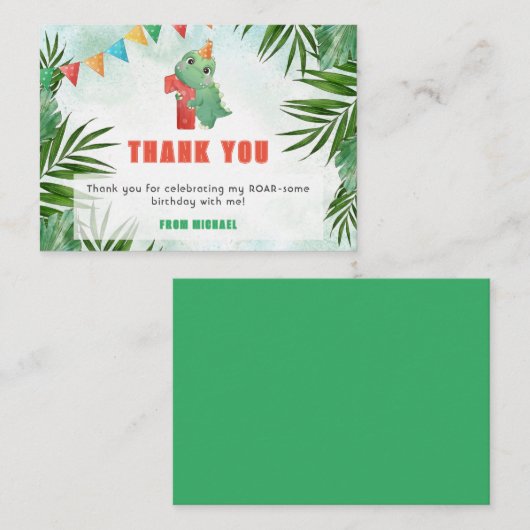 Dinosaurier Geburtstag danke Karte - erster Geburt (Vorne/Hinten)