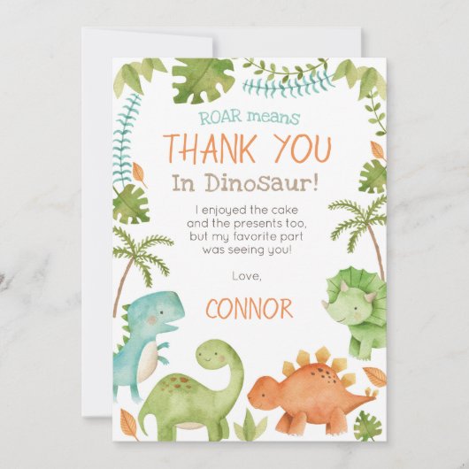 Dinosaurier-Geburtstag danken Ihnen Karten (Vorderseite)