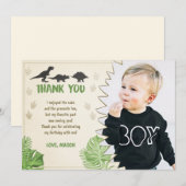 Dinosaurier-Geburtstag danken Ihnen, Party-Jungen Einladung (Vorne/Hinten)