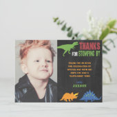 Dinosaurier Geburtstag Dankeschön Karte mit Foto (Stehend Vorderseite)