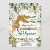 Dinosaurier Geburtstag, Dino T-Rex Einladung (Vorne/Hinten)