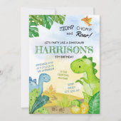 Dinosaurier Geburtstag Einladung Stomp, Chomp & Ro (Vorderseite)