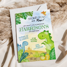 Dinosaurier Geburtstag Einladung Stomp, Chomp & Ro