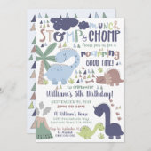 Dinosaurier Geburtstag Einladung Stomp und Chomp (Vorne/Hinten)