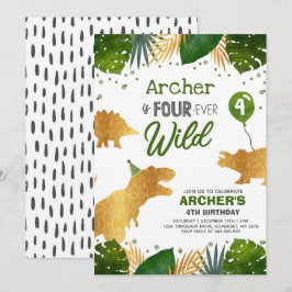 Dinosaurier Geburtstag Einladung Vier Wilde Dino P