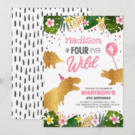 Dinosaurier Geburtstag Einladung Vier Wilde Dino P