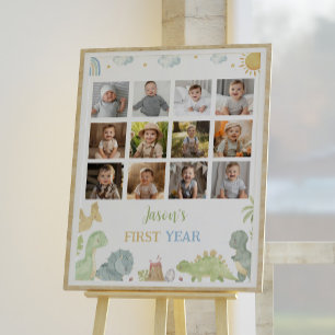 Dinosaurier Geburtstag Erstes Jahr Foto Milestone  Poster