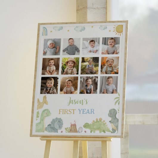 Dinosaurier Geburtstag Erstes Jahr Foto Milestone Poster