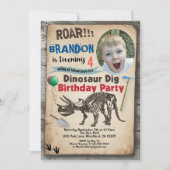 Dinosaurier Geburtstag Foto Einladung realistisch (Vorderseite)