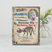 Dinosaurier Geburtstag Foto Einladung realistisch (Stehend Vorderseite)