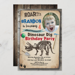 Dinosaurier Geburtstag Foto Einladung realistisch