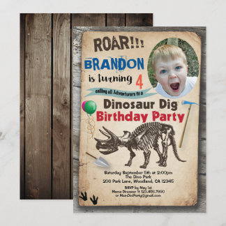Dinosaurier Geburtstag Foto Einladung realistisch