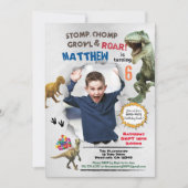 Dinosaurier Geburtstag Foto Einladung rustikal (Vorderseite)