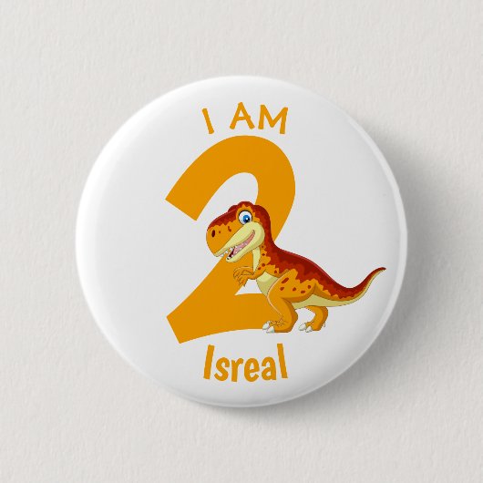 Dinosaurier Geburtstag Gold Button (Vorderseite)