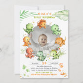 Dinosaurier Geburtstag mit Foto Option Einladung (Vorderseite)