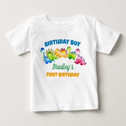 Dinosaurier Geburtstag personalisiert passende Fam Baby T-shirt (Vorderseite)