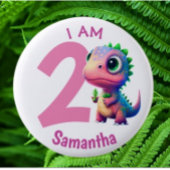 Dinosaurier Geburtstag Pink Button