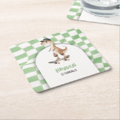 Dinosaurier Geburtstag Retro T Rex Checkered Rechteckiger Pappuntersetzer (angewinkelt)