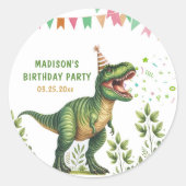 Dinosaurier Geburtstag Runder Aufkleber (Vorderseite)