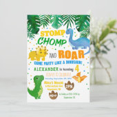 Dinosaurier-Geburtstags-Einladung Einladung (Stehend Vorderseite)