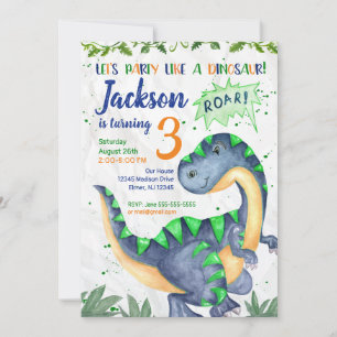 Dinosaurier-Geburtstags-Einladung für einen Jungen Einladung