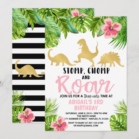 Dinosaurier-Geburtstags-Einladungs-Dino-Einladung Einladung (Vorne/Hinten)