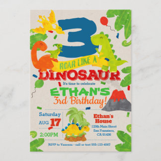 Dinosaurier-Geburtstags-Party Einladung